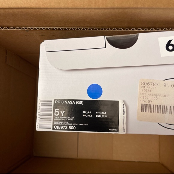 Nike Boys' Big Kids' PG 3 x NASA Basketball Shoes, Orange CI8973-800Size 5Y !! - Picture 6 of 7